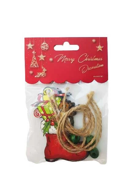 Yılbaşı Ahşap Çam Ağacı Süsü Ayıcıklı Model 3'Lü - Resim 3