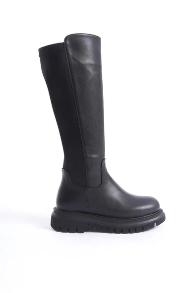 Liamo Siyah Streç Arkası Esnek Kalın Tabanlı Çizme - 2