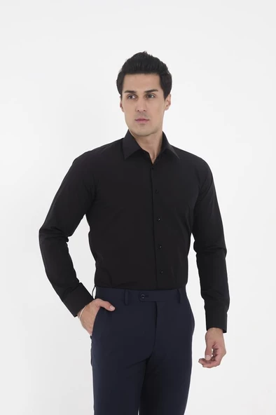 Brianze Siyah Kravat Yaka Slim Fit Gömlek