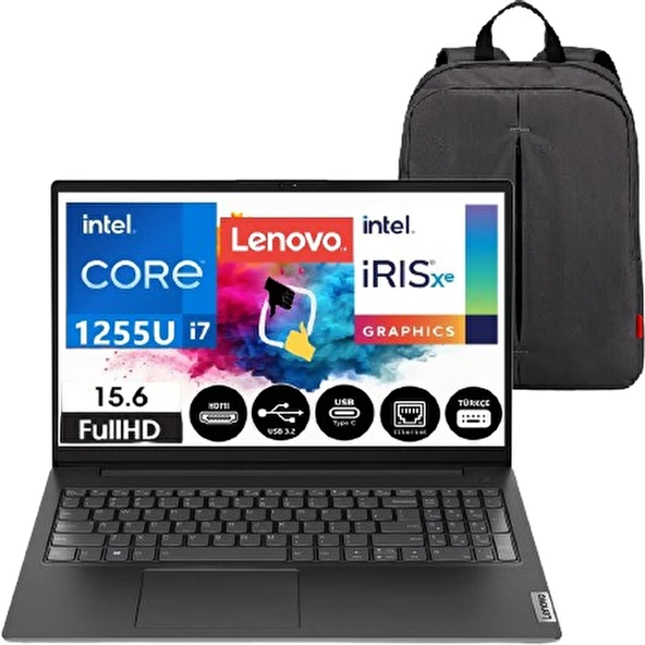 V15 Gen3 Intel Core I7 1255U 16GB 1tb SSD Intel Iris Xᵉ Freedos 15.6" Fhd Bilgisayar 82TT00QPTX+SNERTECH Çanta