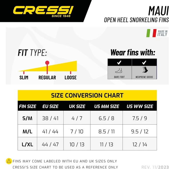 Cressi Maui Fins Div-Cen Palet, Siyah/Kırmızı, L/XL 43-47 - 4