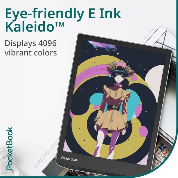 PocketBook InkPad Color 3 E-Kitap Okuyucu | 7.8'' Renkli E-Ink | Ayarlanabilir Akıllı Işık | Sesli Kitaplar ve Metinden Sese | Dahili Hoparlör | Stormy Sea - 3
