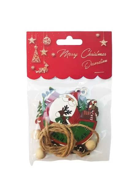 Yılbaşı Ahşap Çam Ağacı Süsü Noel Baba Model 3'Lü - Resim 3