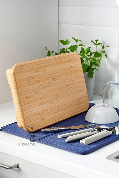 Tilbe Home Standlı Bambu Doğrama Tahtası Ayaklı Sunumluk Tezgahüstü Kesme Tahtası Büyük Boy Kesim Panosu 36x22 - 3