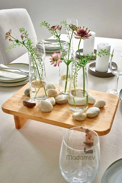 Tilbe Home Standlı Bambu Doğrama Tahtası Ayaklı Sunumluk Tezgahüstü Kesme Tahtası Büyük Boy Kesim Panosu 36x22 - 4