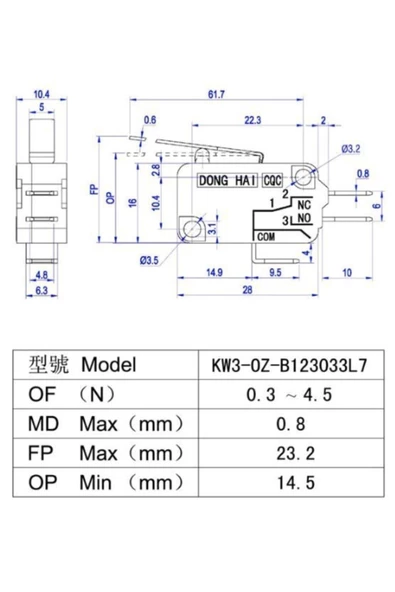 Ic-176c Micro Switch Kısa Makaralı (220v 16a) Ic176c Ic 176c - Resim 2