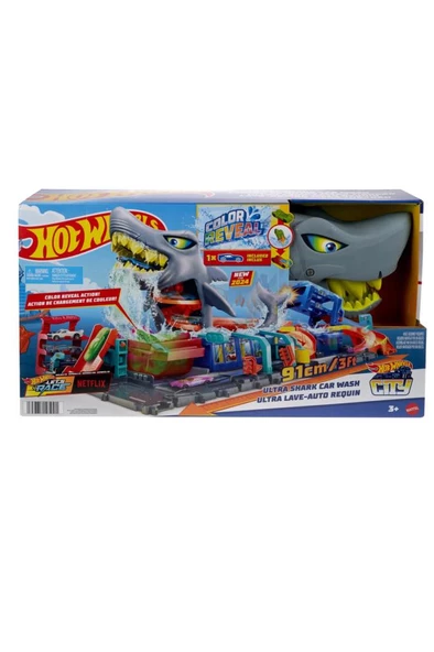 Mattel Hot Wheels Şehri Muhteşem Köpek Balığı Araba Yıkama Oyun Seti HTN82