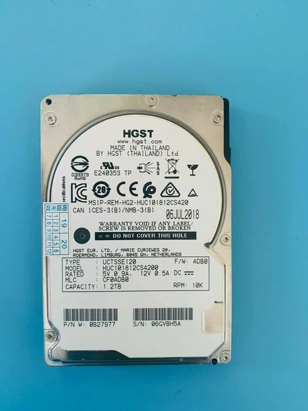 Hitachi HUC101818CS4200 HGST Ultra Star 1.8TB 12G 10K 4Kn SAS Hard Disk  REFRUBISHED 1 YIL GARANTİLİ - 2