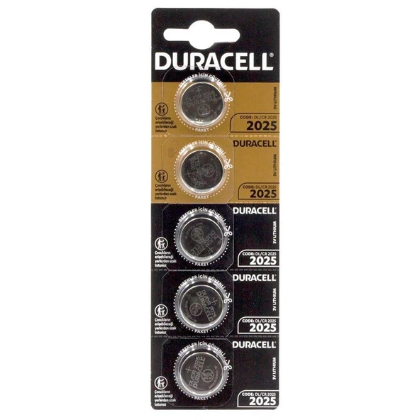 Duracell CR2025 3V Lityum Düğme Pil 5Li Paket