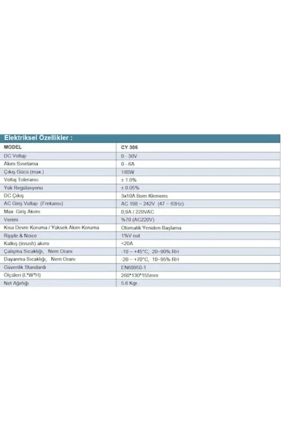 Cy 306 Laboratuvar Tipi Ayarlı Güç Kaynağı - Resim 2
