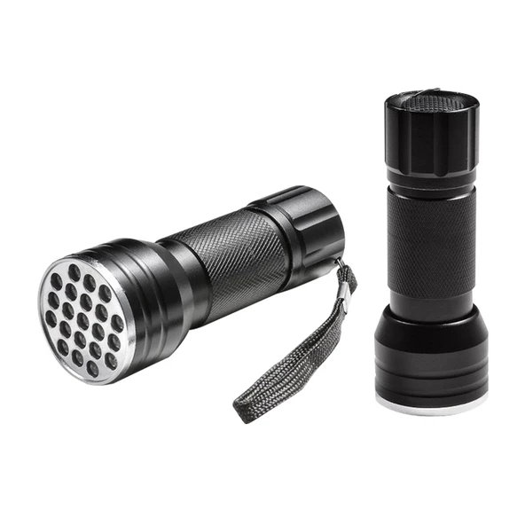 Ayt Powermaster Pm-6351 Uv Ultra Viyole Işıklı 21 Ledli 10 Cm Metal Pilli El Feneri Ultra Viole Para Kontrol Fener