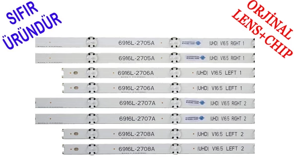 LG, 49UH610V, 49UH603V, 49LH590V, LED BAR, BACKLIGHT, 6916L-2708A, 6916L-2707A, 6916L-2706A, 6916L-2705A, 49 V16.5 SIFIR LED BAR PANEL LEDLERİ - 2