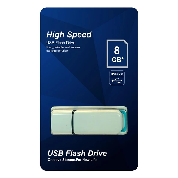 Elba 8 GB Plastik Beyaz-Mavi 2.0 USB Flash Bellek