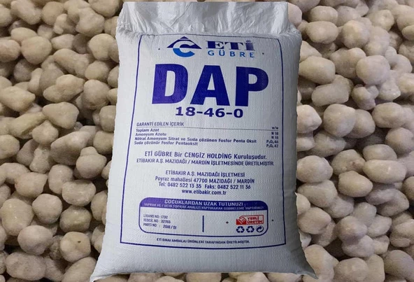 Gübre Dap Diamonyum Fosfat 18 46 0 Azot Fosfor Bitki Meyve Sebze Granül Np Taban Gübresi 50 kg