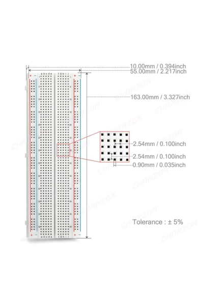 Breadboard Mb-102 830 Hücre Mb102 Büyük Boy Bread Board Protoboard Prototip Elektronik Deney - Resim 5