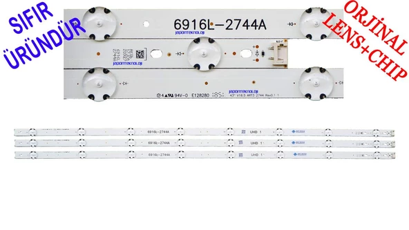 LG, 43UF6407, 43UH610V, 43UH610N LED BAR, 43'' V16.5 ART3 2744, 6916L-2744A LC430DGE (FJ)(M2) LC430DGE FJ M2 SIFIR LED BAR TAKIM