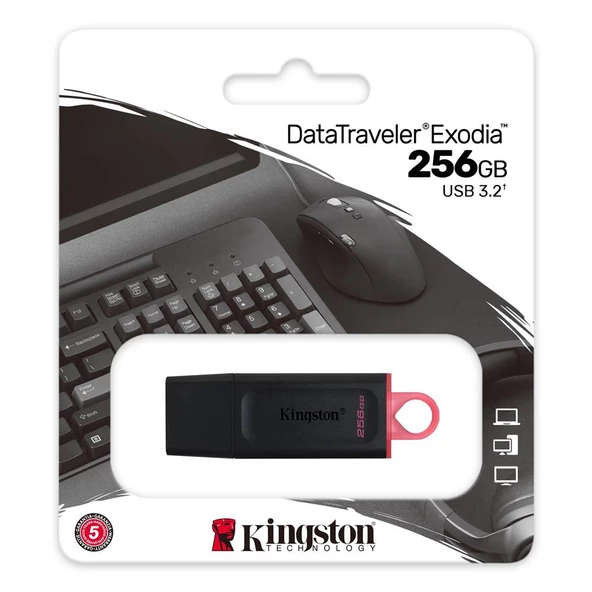 Kingston 256 GB USB3.2 Gen 1 DataTraveler Exodia Siyah - Pembe Flash Bellek - Resim 2