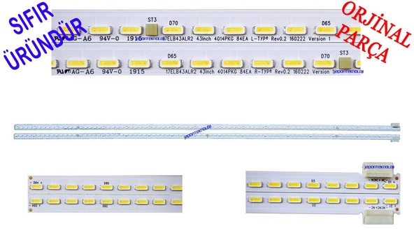 VESTEL 43UD9300, 43UD9350, 43UD9360 LED BAR, 17ELB43ALR2 43inch 4014PKG 84EA L-Type - R-Type, VES430QNUL-2D-U01, BRACKET AL 43405-V1, 23439280, 35036094