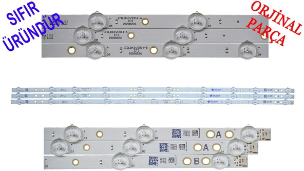 17DLB43VER14-B, 17DLB43VER14-A, LED BAR, VES430QNDB-2D-N41, 20200226, 30105488, 30105491, VESTEL LED BAR BACKLIGHT