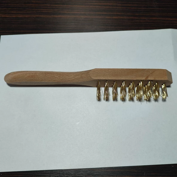 HAGİKİ AHŞAP SAPLI SARI ÇELİK TELLİ FIRÇA , TEMİZLİK FIRÇASI, PİS VE PASLI YÜZEYLERİ TEMİZLEMEK İÇİN - 2