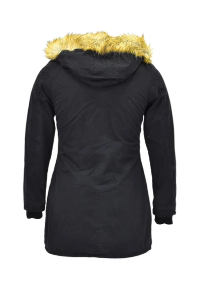 Kadın Büyük Beden Spor Kanvas Kapüşonlu Parka M5300 BGL-ST03987 - Resim 10