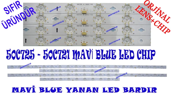 TCL, 50C725, 50C721, LED BAR, BACKLIGHT, MAVİ(BLUE) LED, 50C725 A 2X20 1102, 50C725 B 2X10 1102, LVU500NDEL HS9W15 V1 , LVU500NDELHS9W15V1