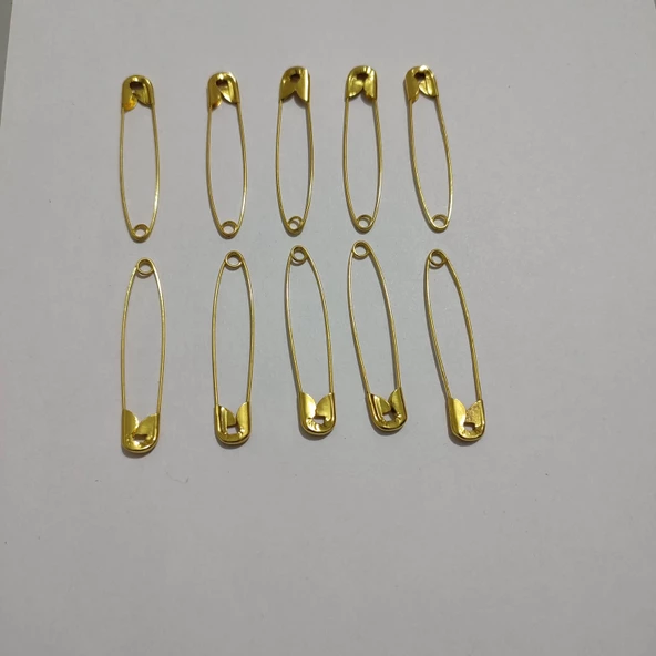 HAGİKİ (10 ADETLİ) 5,5CM UZUNLUĞUNDA NO 4 SARI ÇENGELLİ İĞNE,GOLD RENKLİ ÇATAL İĞNE,BÜYÜK BOY