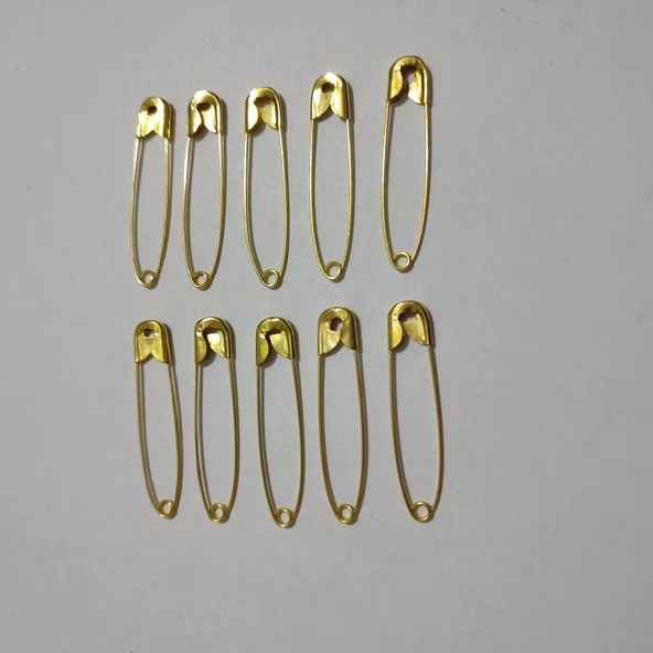HAGİKİ (10 ADETLİ) 4,5CM UZUNLUĞUNDA NO 3 SARI ÇENGELLİ İĞNE,GOLD RENKLİ ÇATAL İĞNE,BÜYÜK BOY - 2