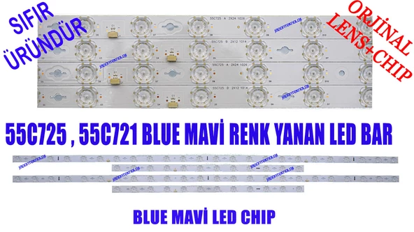 TCL, 55C725, 55C721, 55C728, LED BAR, BACKLIGHT, PANEL LEDLERİ, 55C725 A 2X24 1026, 55C725 B 2X12 1014, LVU550NDEL, CS9W66 V2, ST5461D12-6