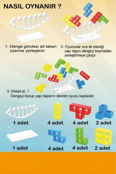 Kule Denge Oyuncağı Eğitici Kutu Oyuncak Tetris Tower - 2