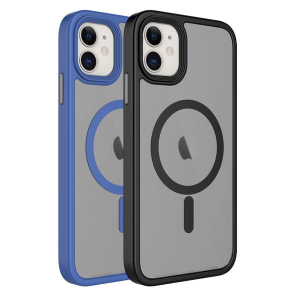 Apple iPhone 11 Kılıf Mat Arka Yüzey Wireless Şarj Özellikli  Flet Magsafe Kapak - 9