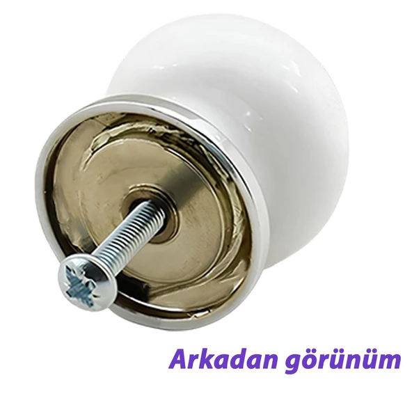 15 Adet Hanımeli Kulp Beyaz  Polimer Düğme Kulp Krom Tablalı Mobilya Mutfak Dolabı Çekmece Kulbu Kulpları - 5