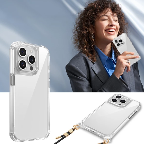 iPhone 15 Pro Max Kılıf Airbagli Takılabilir Askı Aparatlı Snap Silikon Kapak - 6