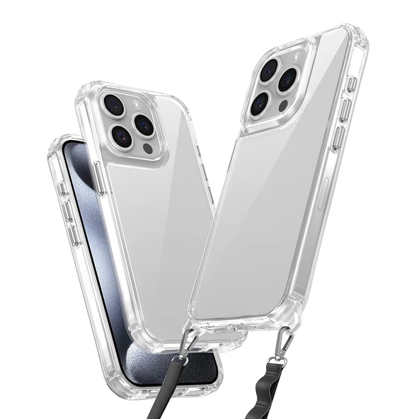 iPhone 15 Pro Max Kılıf Airbagli Takılabilir Askı Aparatlı Snap Silikon Kapak - 7