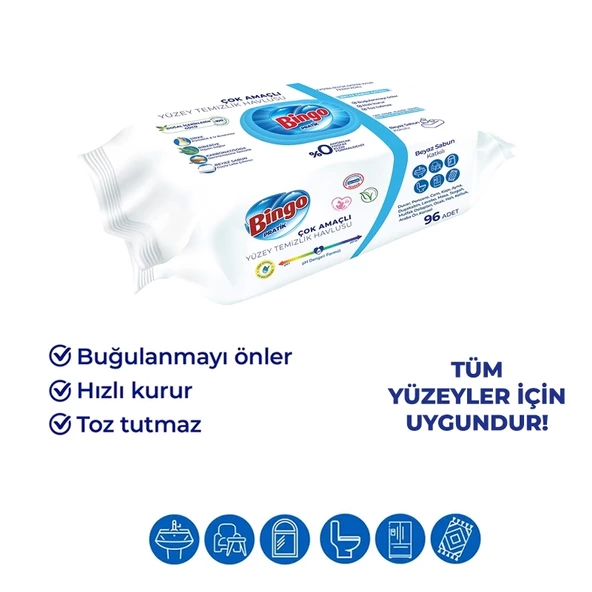 Bingo Yüzey Temizlik Havlusu 96 Adet Beyaz Sabun - 2
