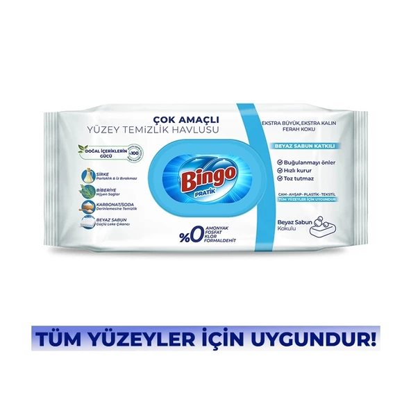 Bingo Yüzey Temizlik Havlusu 96 Adet Beyaz Sabun - 4