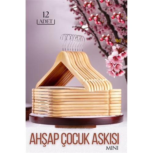 Mini Ahşap Çocuk Elbise Askısı 12 ADET