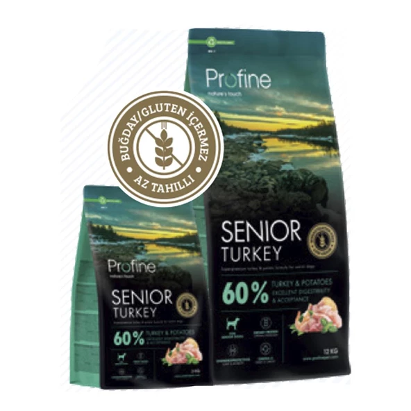 Profine 12kg Gluten Free Senior Glutensiz Hindi Etli Yaşlı Köpek Maması - 3