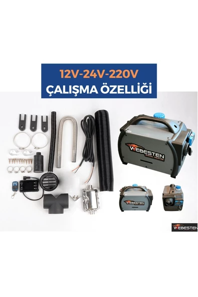 WEBESTEN Webasto Muadili Bluetooth Özellikli 12-24-220 Volt Çanta Tip Dizel Isıtıcı - 2