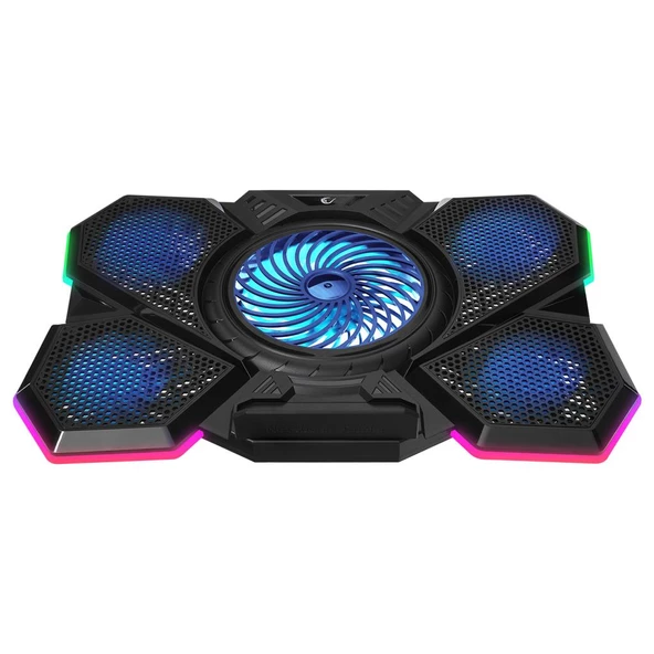 Addison Rampage AD-RC13 BELLATRIX Siyah 5 Fan 2 USB RGB Işıklı 15"-17" Notebook Soğutucu Stand - 2