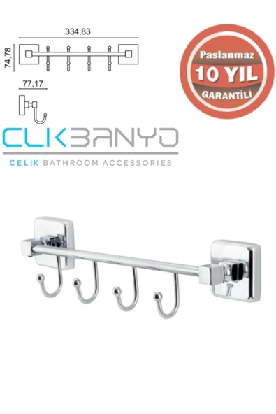 ÇELİK BANYO Çelik Banyo Ku10-057 Kumru Kancalı Dörtlü Askılık