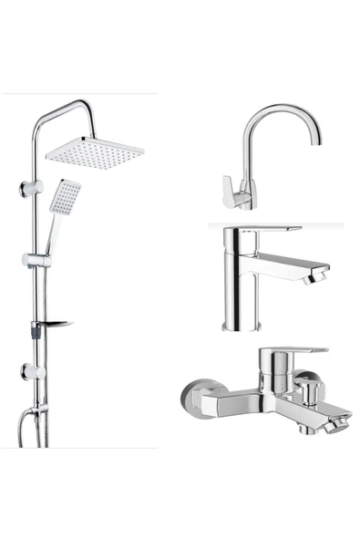 KALE Kale Mare Banyo+Lavabo+Mutfak Bataryası Ve Tema 53242 Tepe Duş Seti - 1
