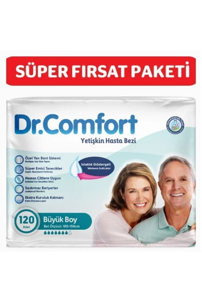 DR.COMFORT Yetişkin Bel Bantlı Hasta Bezi Large 120 Adet