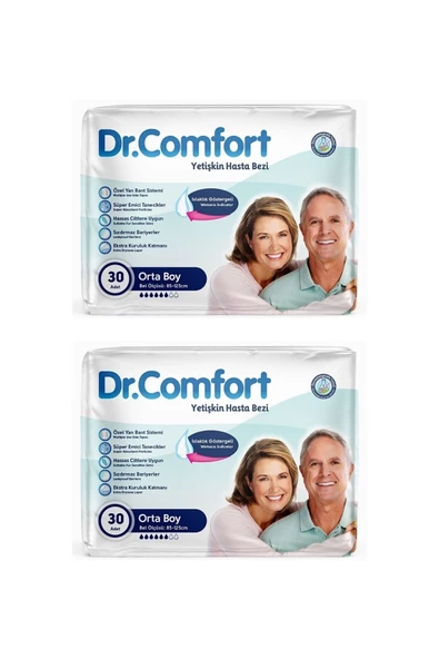 DR.COMFORT Dr. Comfort Yetişkin Hasta Bezi Bağlamalı Medium - Orta Boy 30'lu 2 Paket (60 ADET)