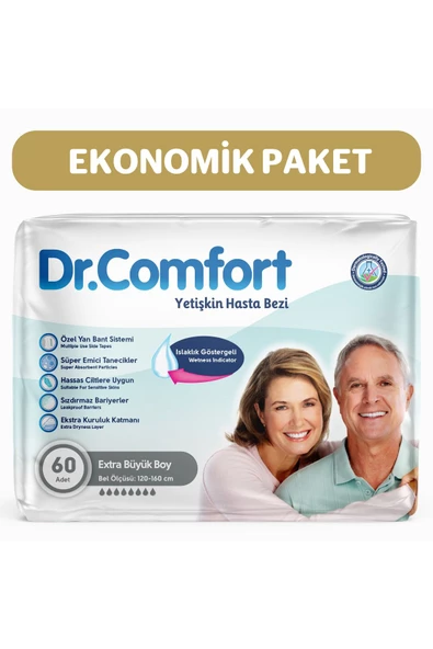 DR.COMFORT Yetişkin Bel Bağlamalı Hasta Bezi Ekstra Large 30'lu 2 Paket 60 Adet