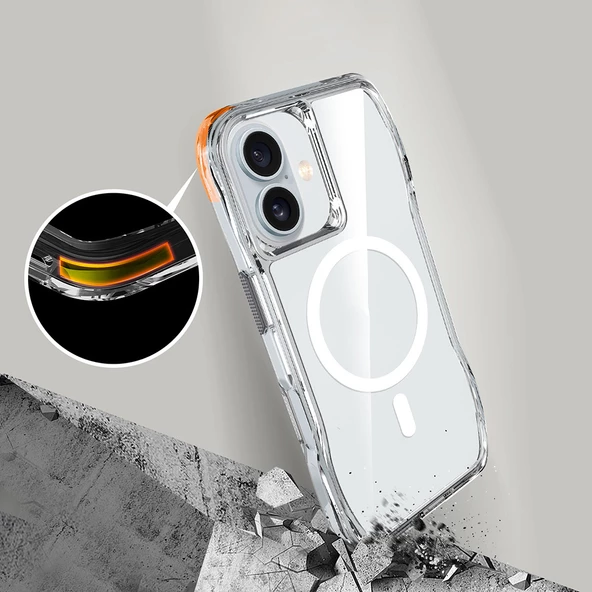 Apple iPhone 16 Kılıf Magsafe Şarj Özellikli Airbagli Şeffaf Zore İncek Kapak - Resim 8