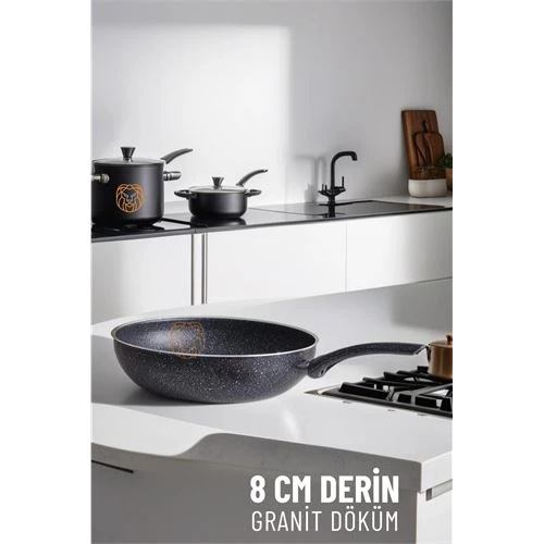 8 Cm Derin Wok Tava Granit Döküm L.Kinnaird