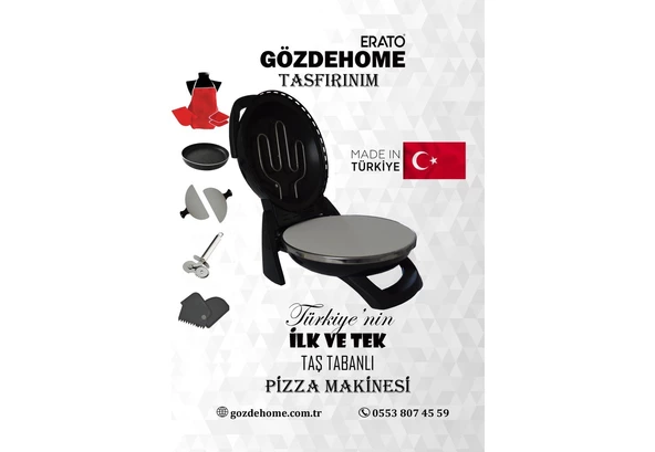 Erato Taşfırınım Pizza Makinesi, Lahmacun Makinesi Doğal Taş Fırın - Timer - 400 C.