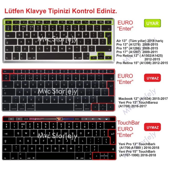Macbook Klavye Air Pro Koruyucu (Türkçe Q) (Eski USB'li Model 2008-2017) A1466 A1502 Uyumlu Dazzle - 2