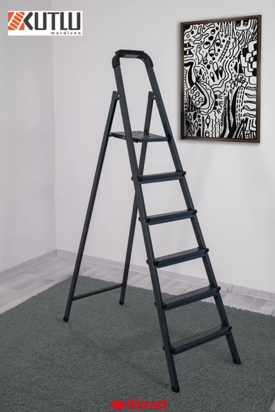 KUTLU Metal Kaliteli 5 Basamaklı +1 Ev Tipi, İş yerine Uygun Özel Tasarım Hafif Merdiven - 6